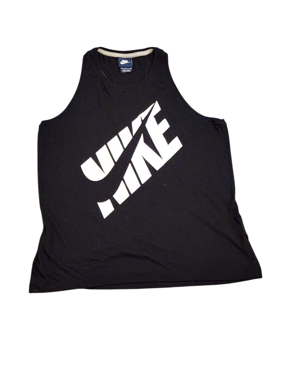 Nike Black Tank with Bold White Diagonal Logo
